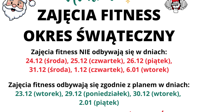Zajęcia fitness w okresie świątecznym